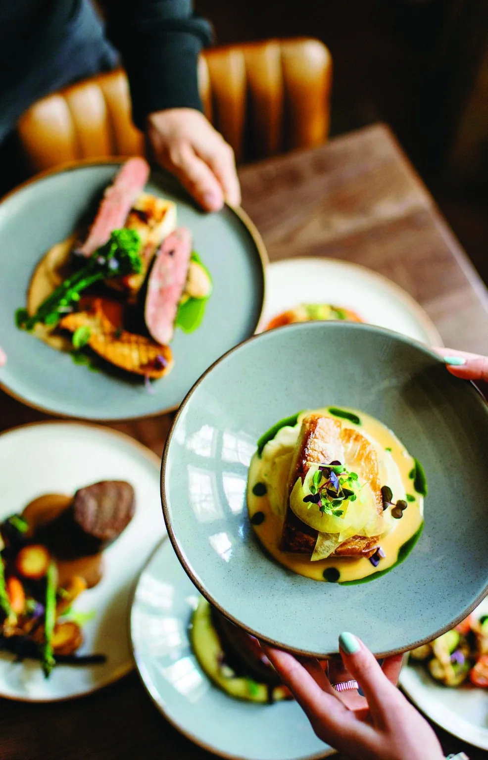 Several dishes being served at Park Avenue in Kaunas