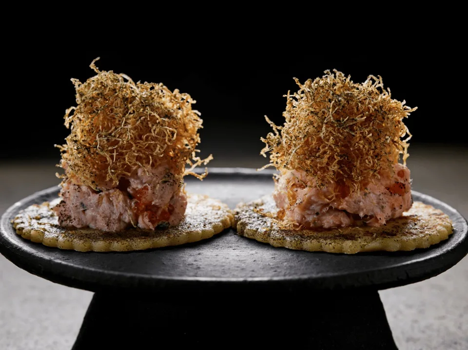 Two carefully plated bites from the Džiaugsmas gallery.