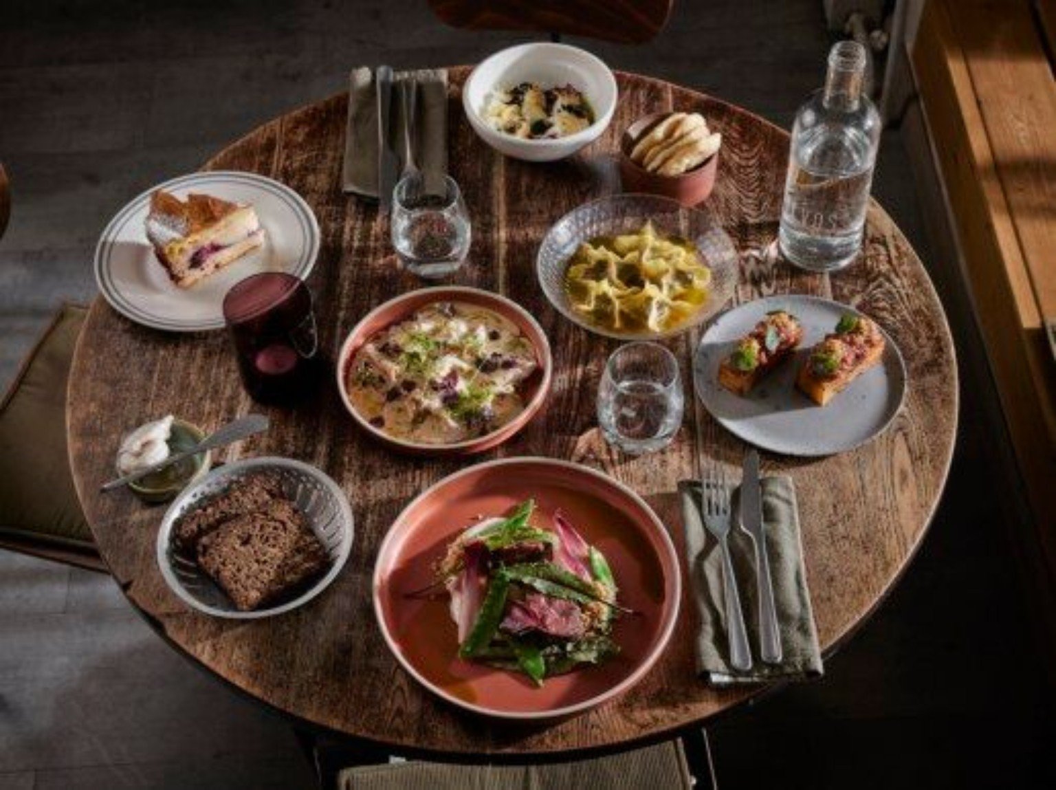 A spread of dishes at Pievos in Birštonas